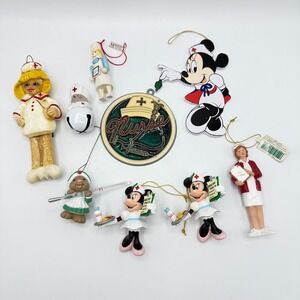 Nurse Christmas Ornaments Holiday Medical Lot Of 9 Minnie Mouse Snowman Bell